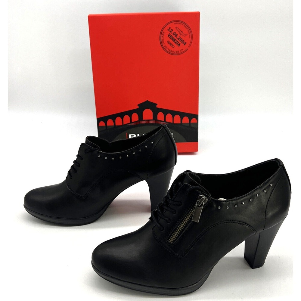 Rialto Purity Shoes Womens Size 10 M High Heel Lace Up Zip Up Black Smooth